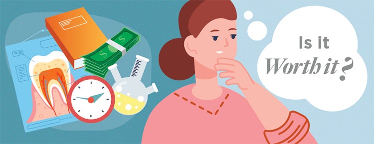 Graphic of a female thinking "Is it worth it?"