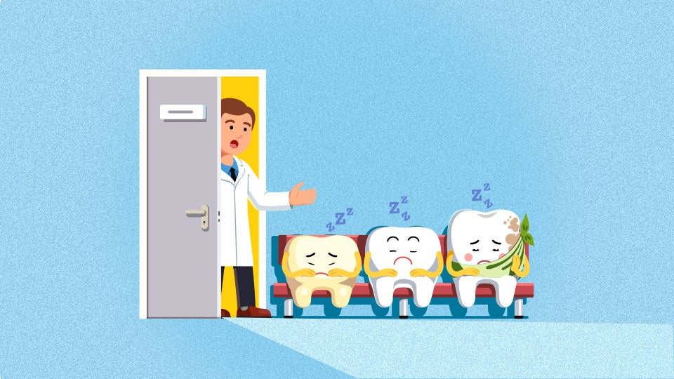 Dentist and row of tooth sitting